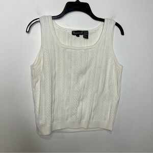 Wainscott white sweater tank top 100% cotton‎ vintage retro women’s size large